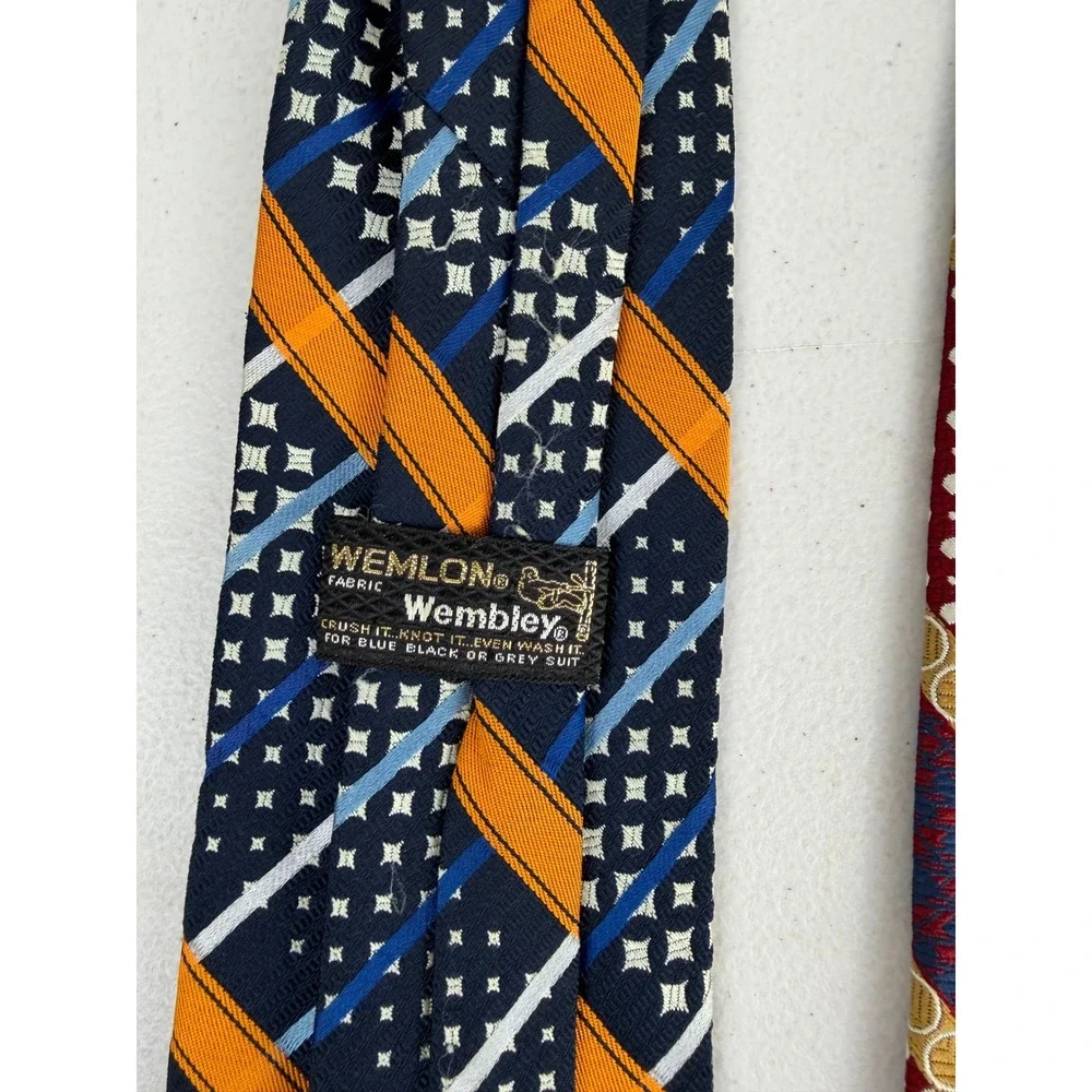 Vintage Clip On Necktie Lot 4 Wembley May Co Armand Geometric Striped Ties Mens